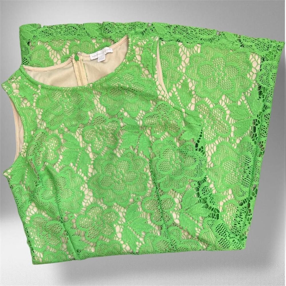 New York & Company Green Lace Sleeveless Dress